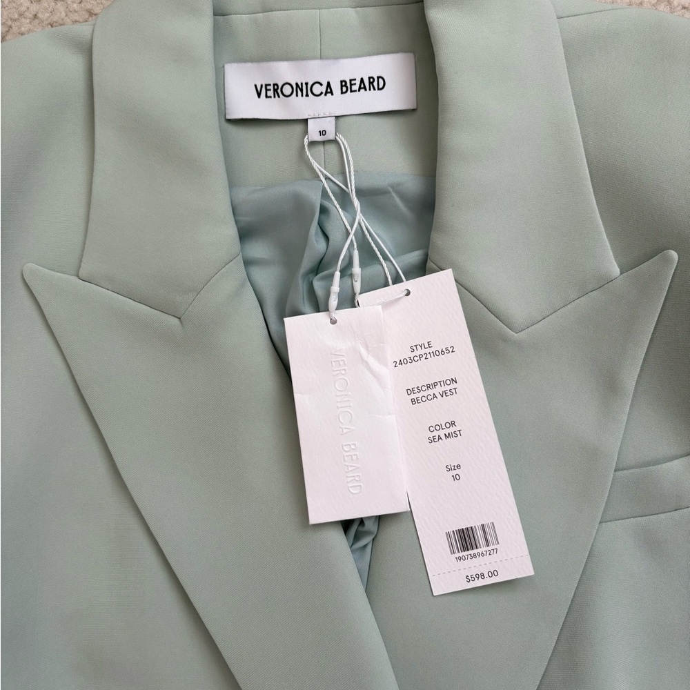 Veronica Beard sea mist double breasted Becca Vest, career, preppy, sz 10 - Picture 2 of 8